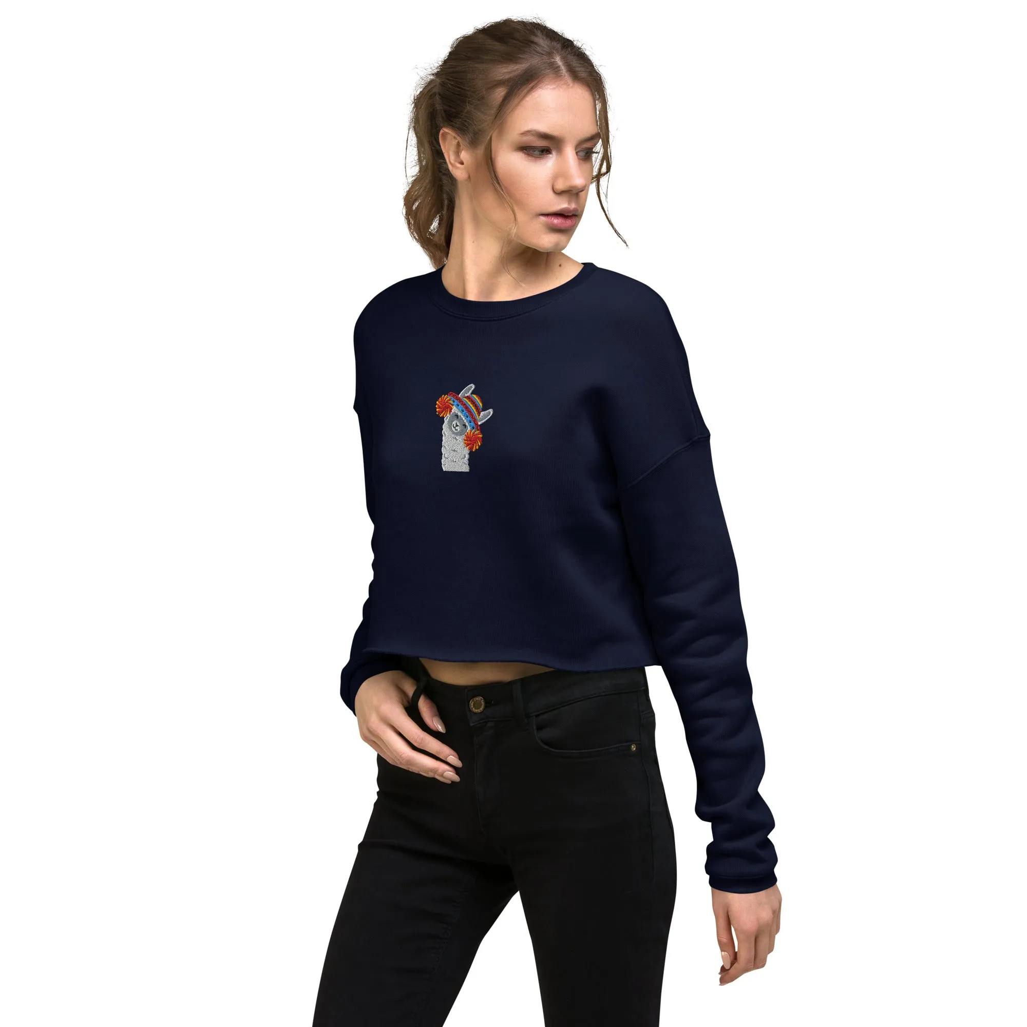 Peruvian Alpaca Embroidered Cropped Sweatshirt