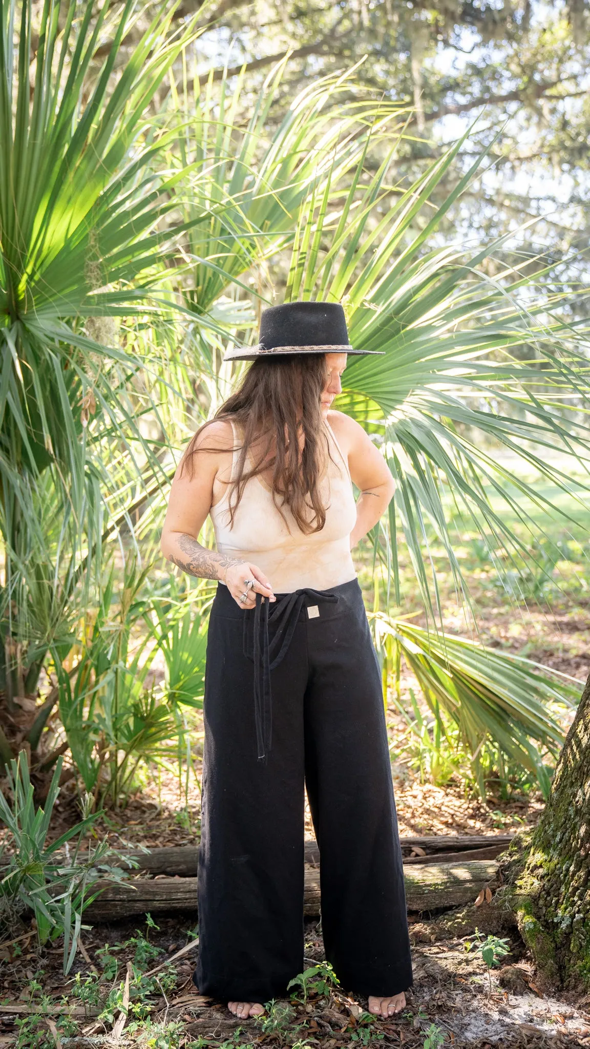 Petal Wrap Pants: Raw Silk