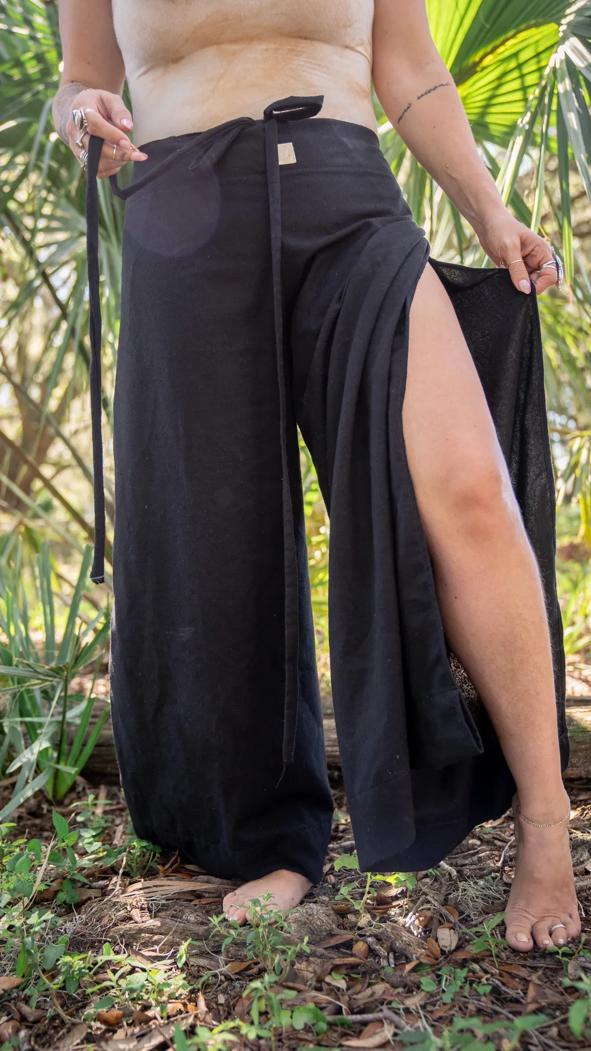 Petal Wrap Pants: Raw Silk