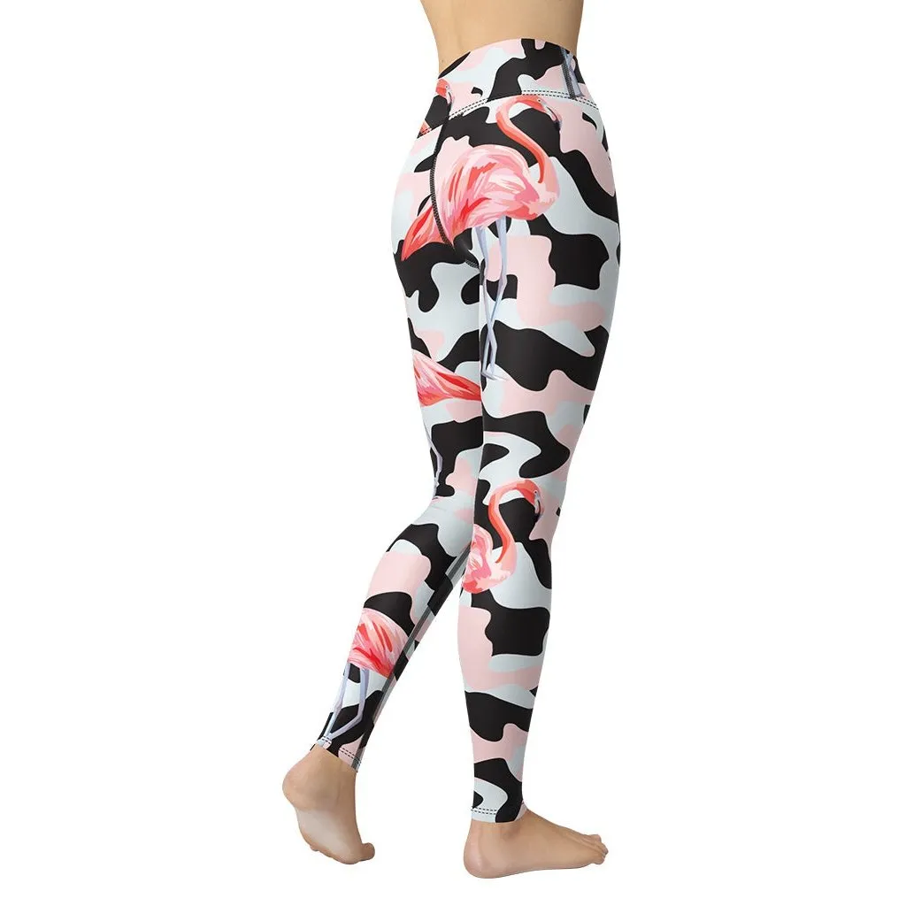 Pink Flamingo Camo Yoga Leggings