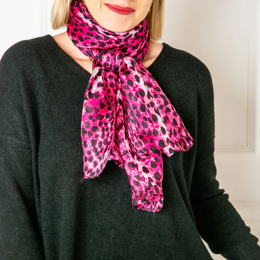 Pink Leopard Silk Scarf