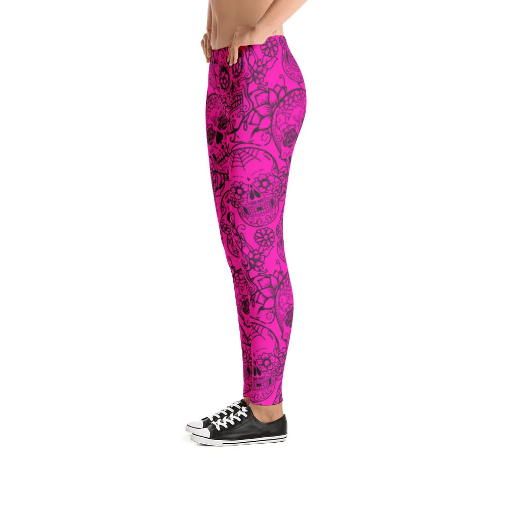 Pink Sugar Skull Leggings