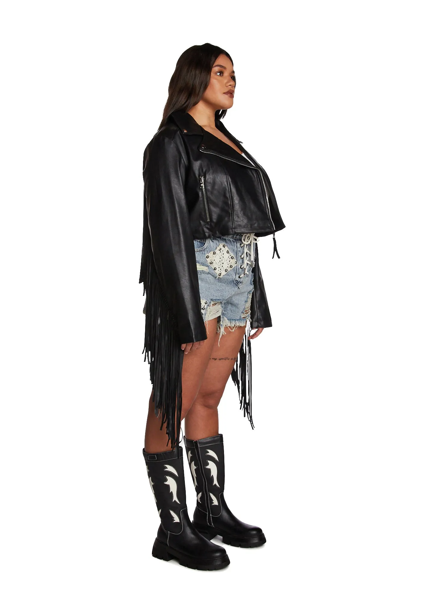 Plus Hateful Ace Fringe Moto Jacket