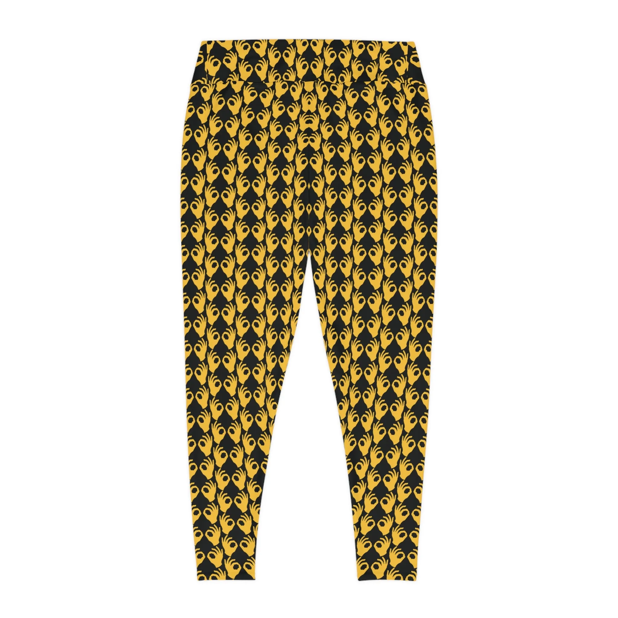 Plus Size Leggings - Black/Gold Griddy