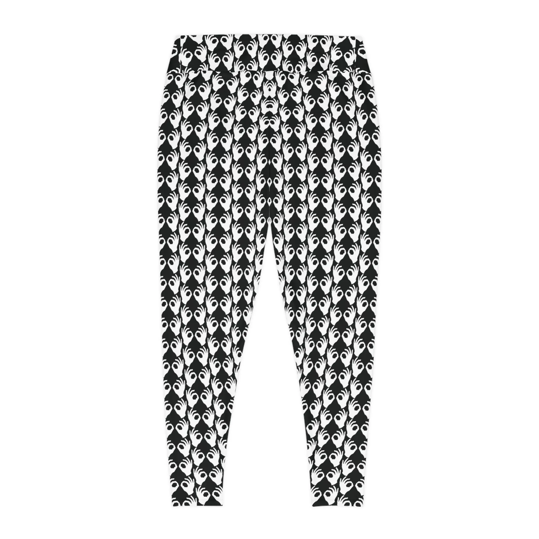 Plus Size Leggings - Black/White Griddy