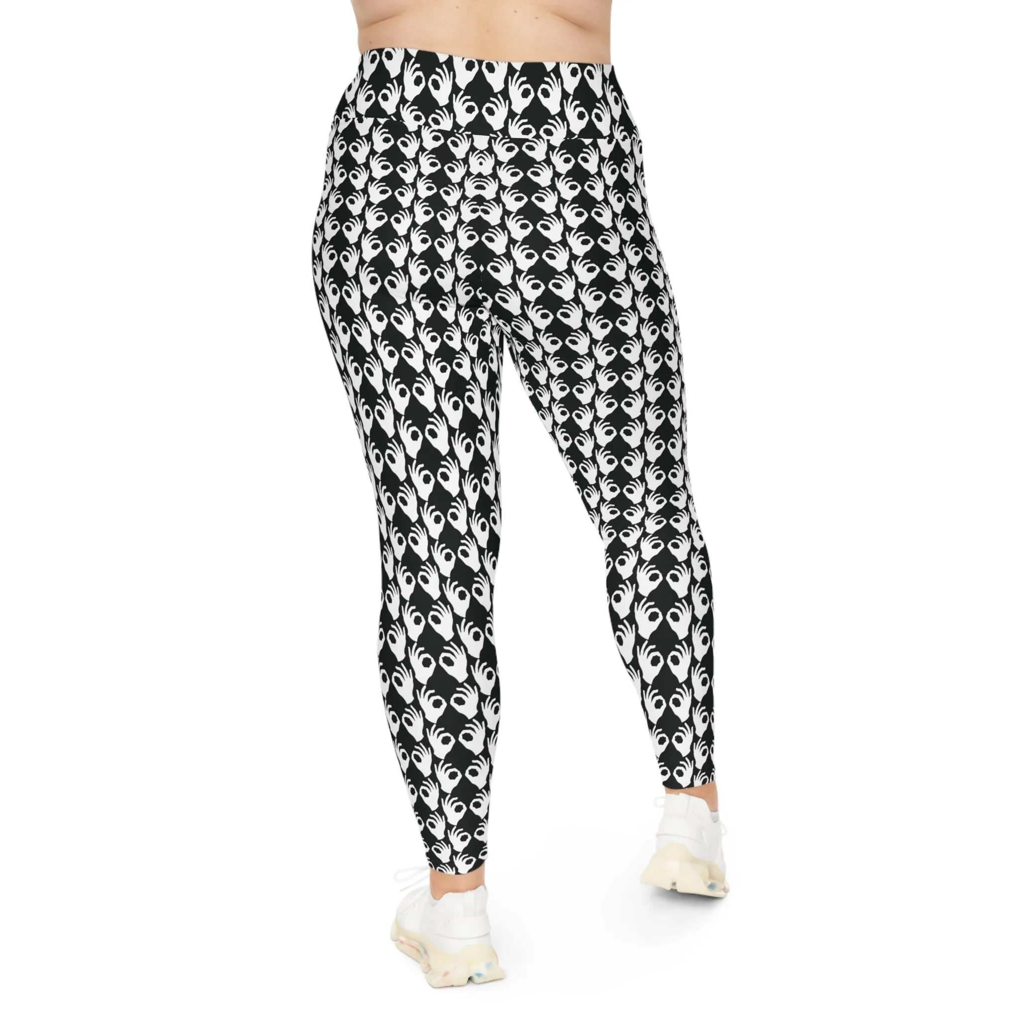 Plus Size Leggings - Black/White Griddy