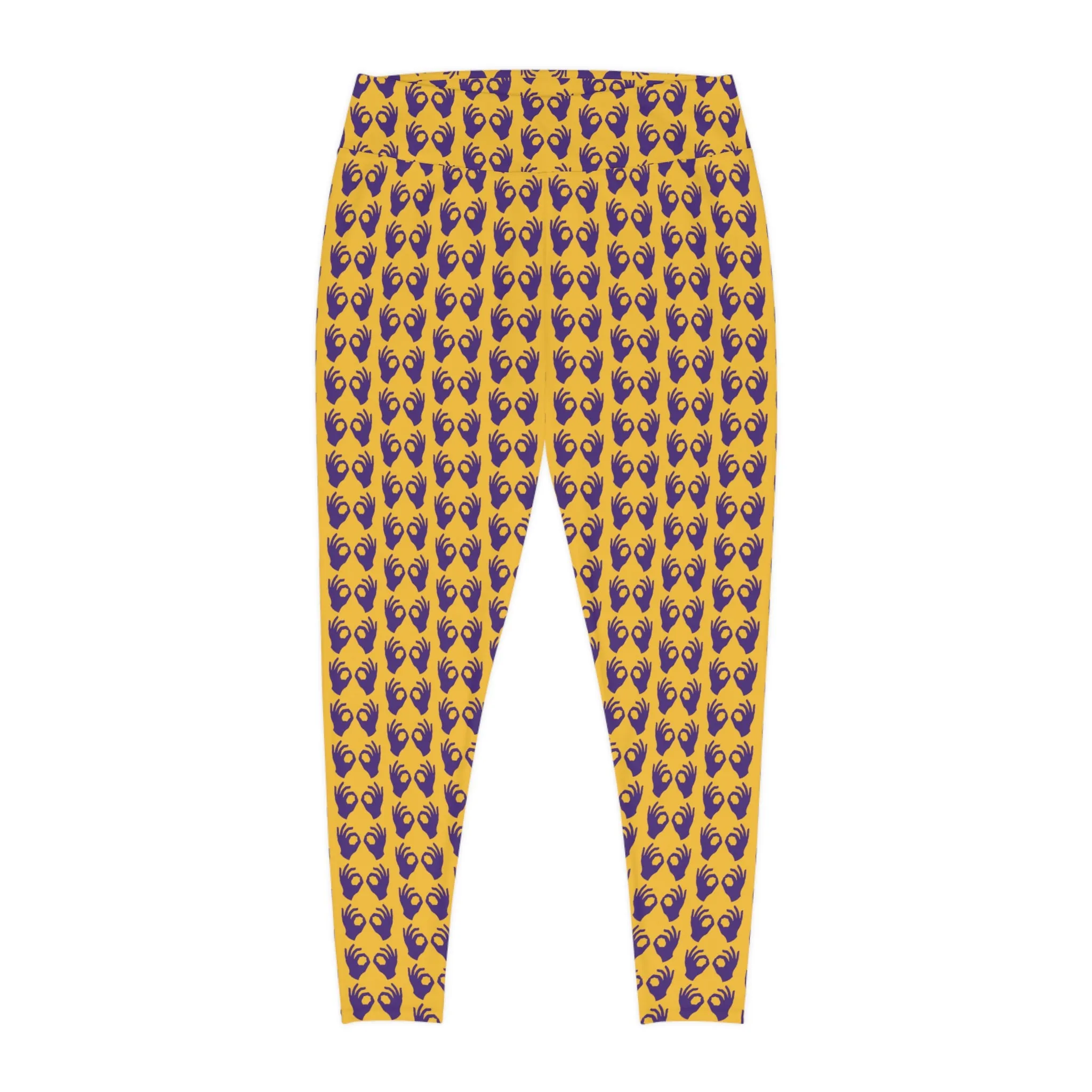 Plus Size Leggings - Gold/Purple Griddy