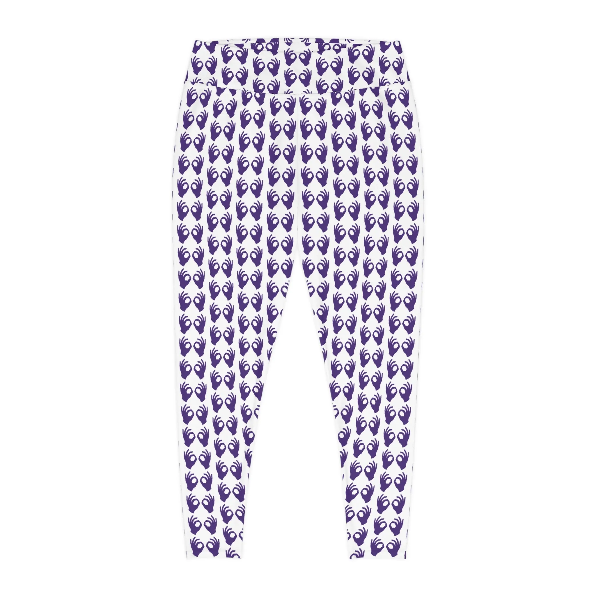 Plus Size Leggings - White/Purple Griddy