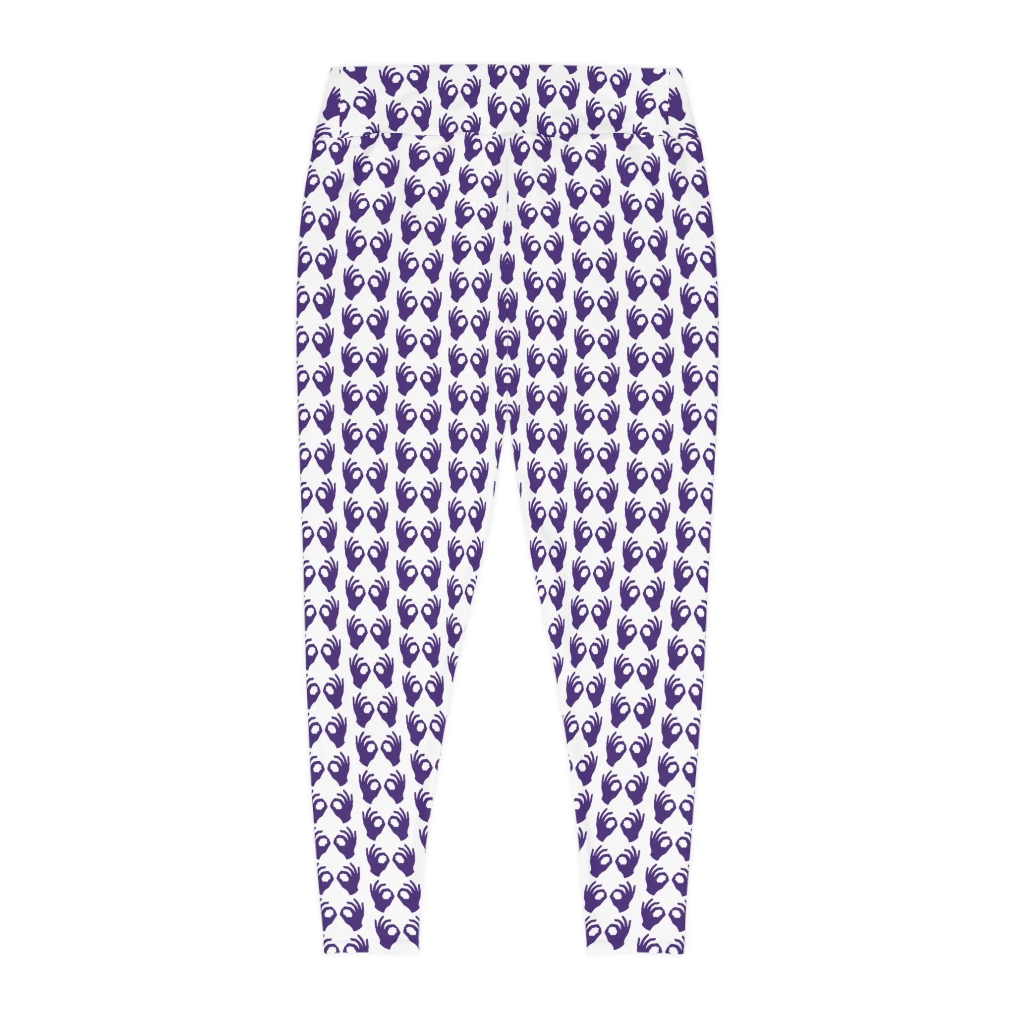 Plus Size Leggings - White/Purple Griddy