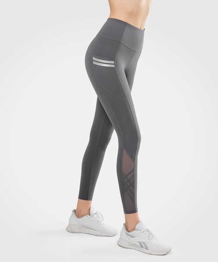 Pockets With Reflectives Tripe Running Leggings 26‘’ | Women's High Support Leggings