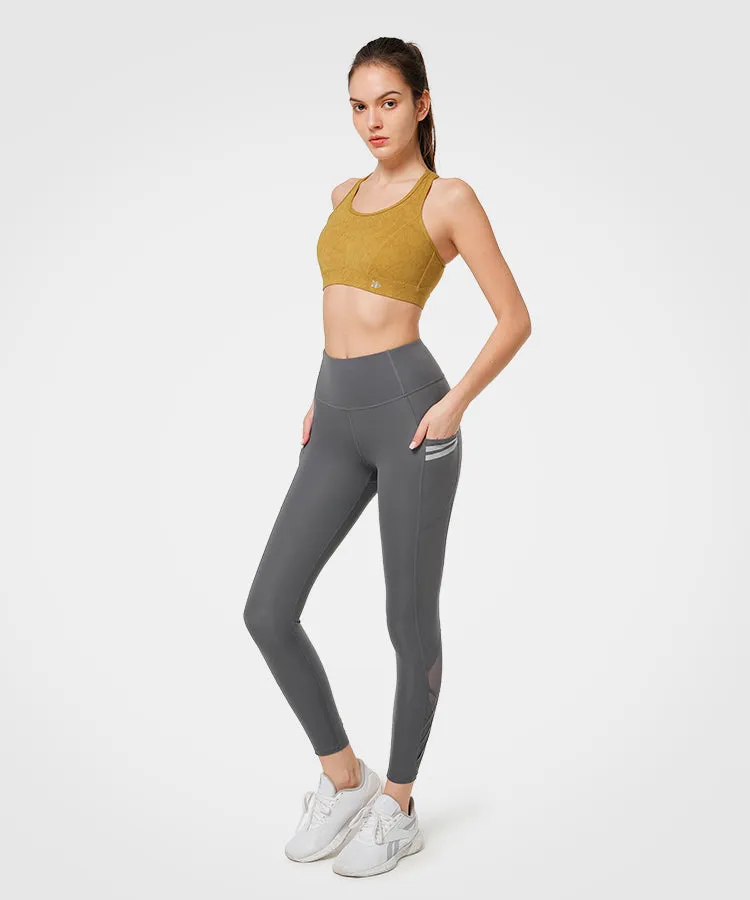 Pockets With Reflectives Tripe Running Leggings 26‘’ | Women's High Support Leggings