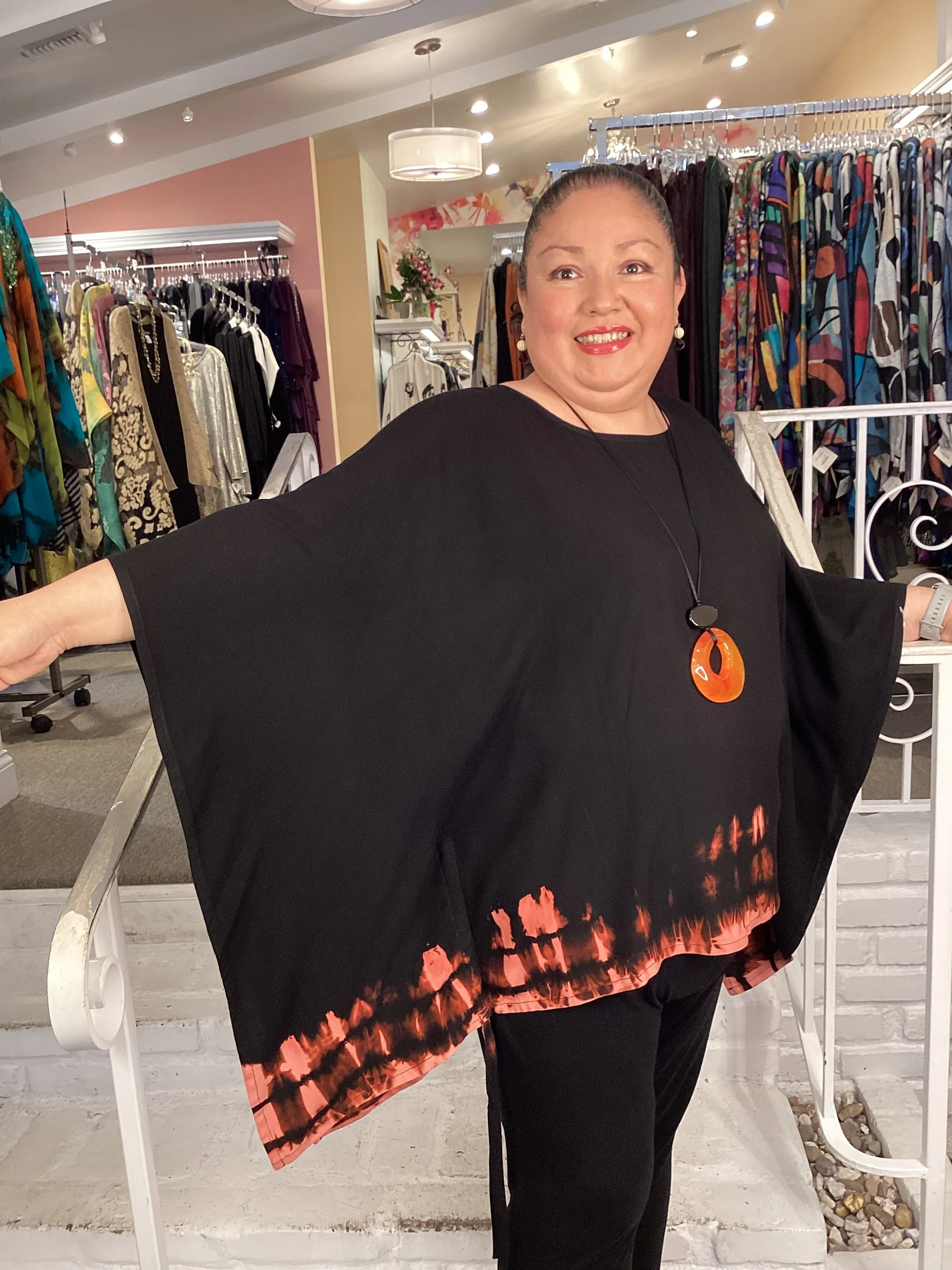 PONCHO - TYE DYE BLACK