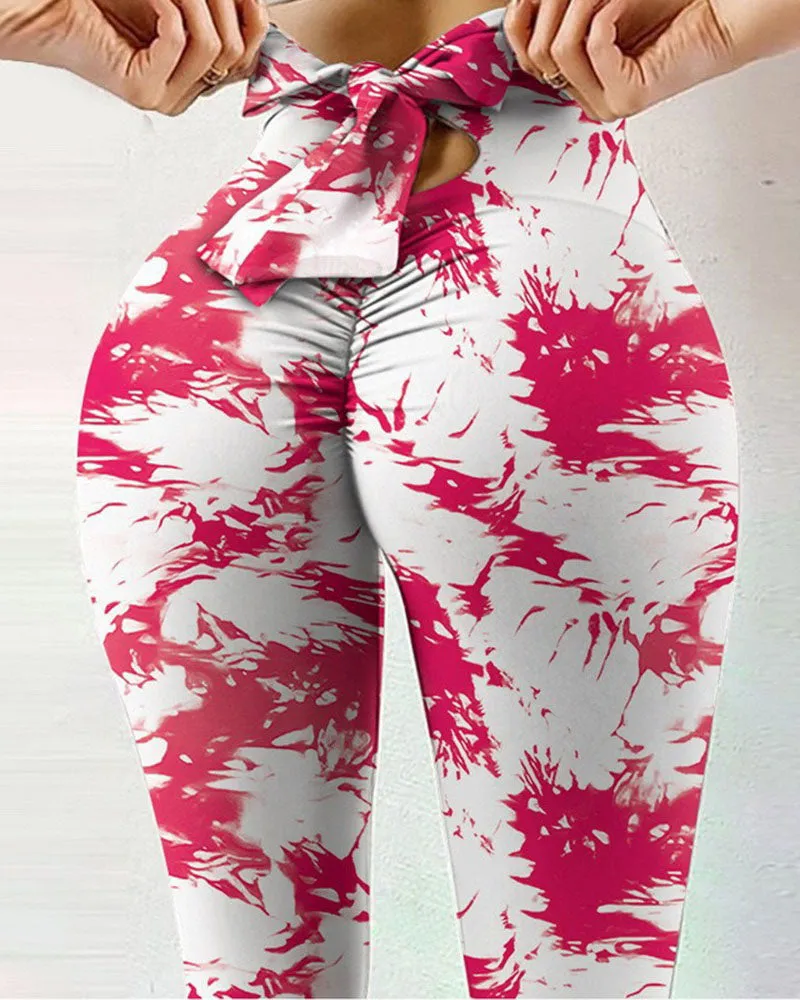 Printed Bow Design Yoga Leggings