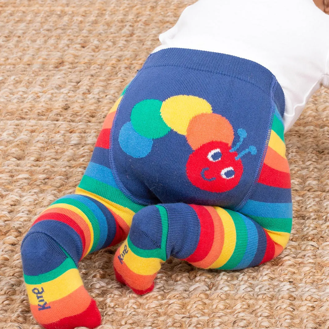 Rainbow caterpillar knit leggings