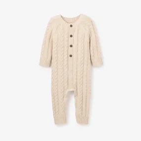 Rainy Day Horseshoe Cable Knit Baby Jumpsuit