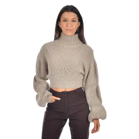 RDI Krystle Ruched Sleeve Crop Sweater