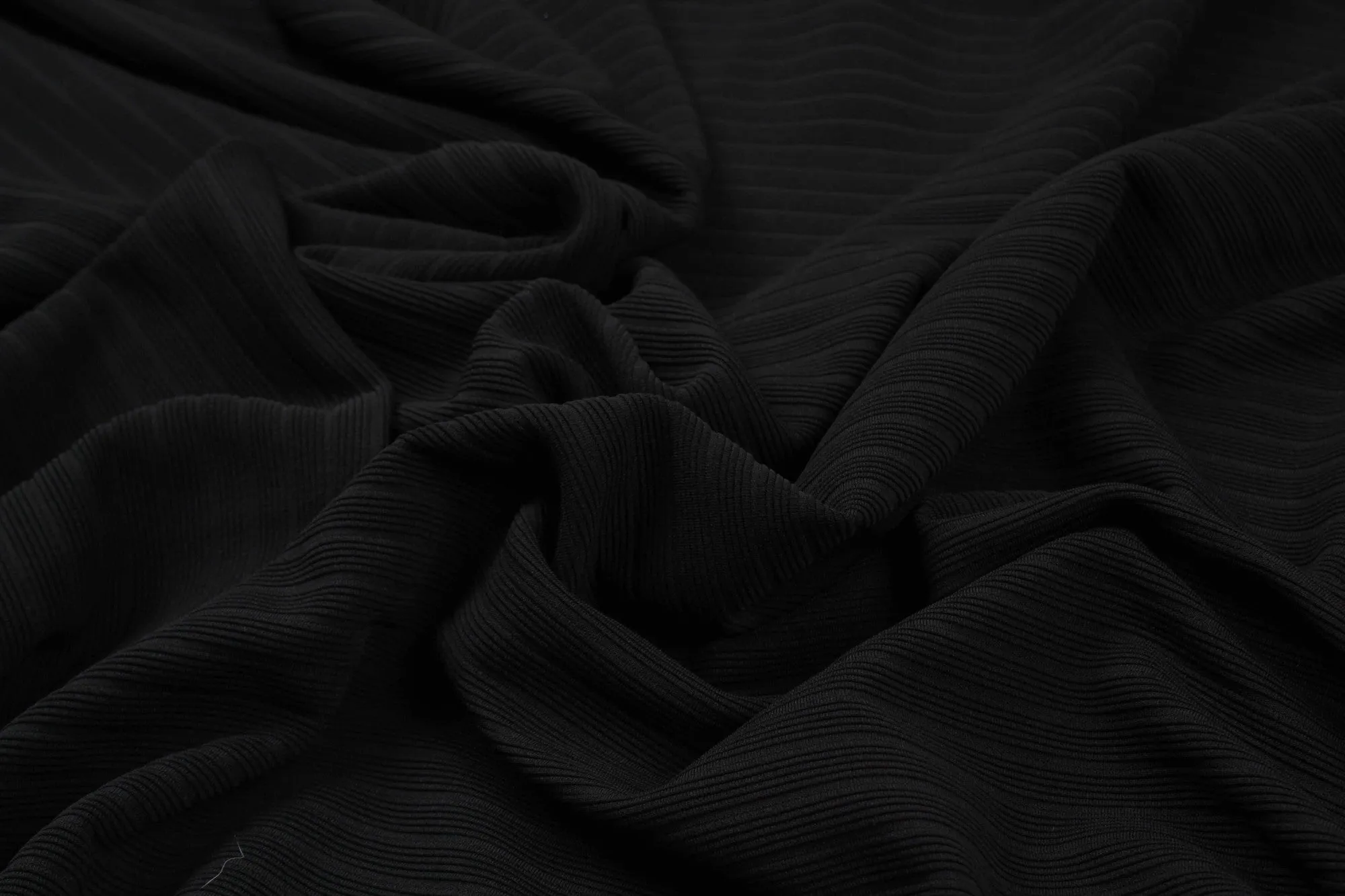 Recycled Polyester Ottoman - Stretch - Black (0,90 Mts Remnant)