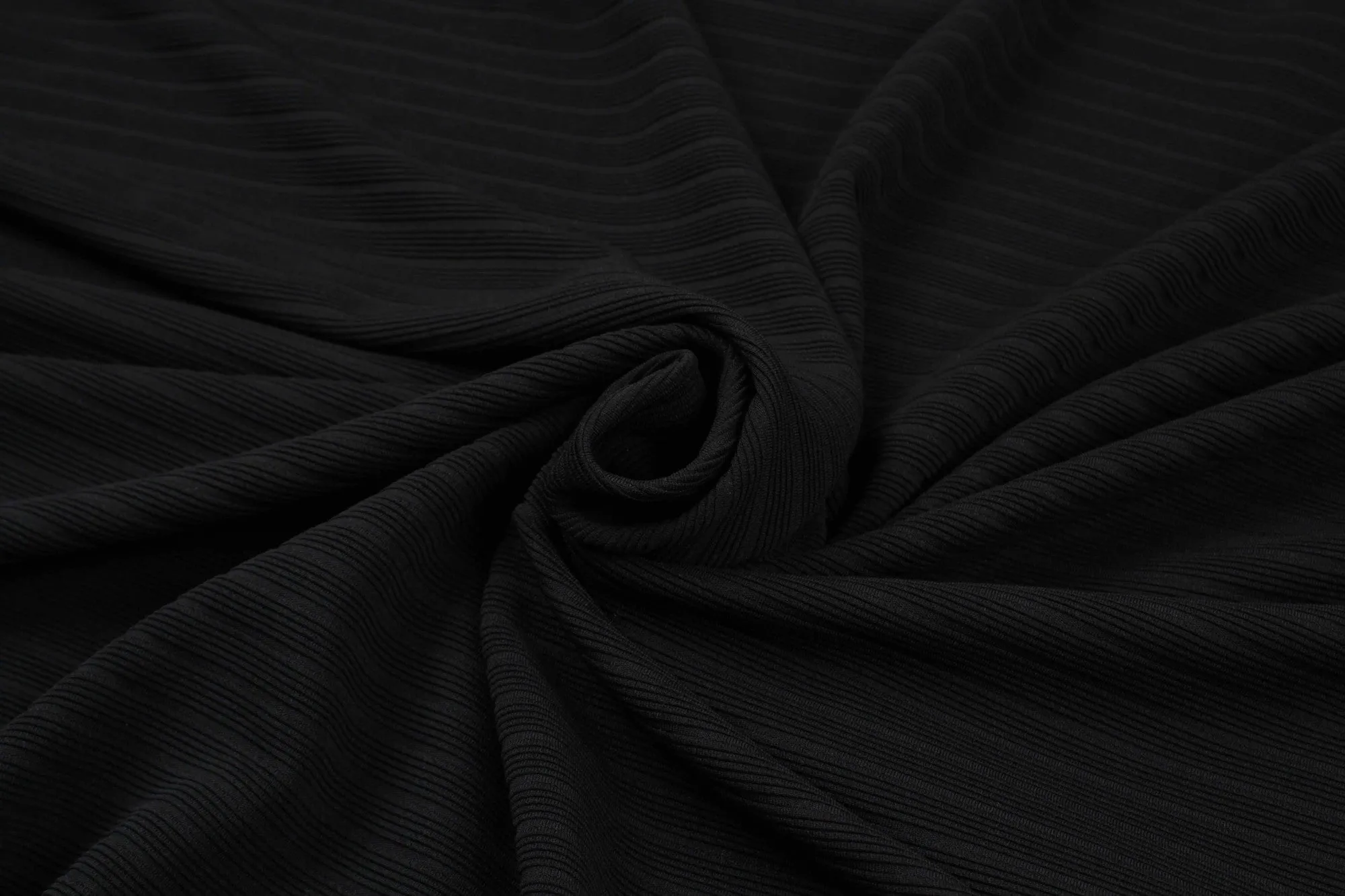 Recycled Polyester Ottoman - Stretch - Black (0,90 Mts Remnant)