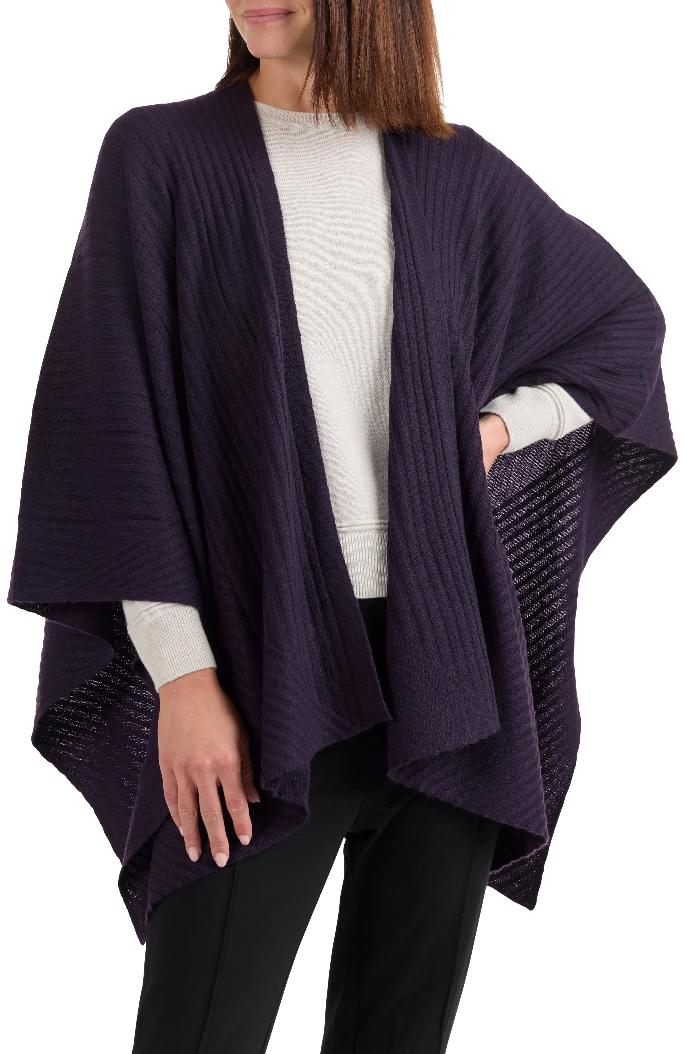 RIBBED CASHMERE CAPE