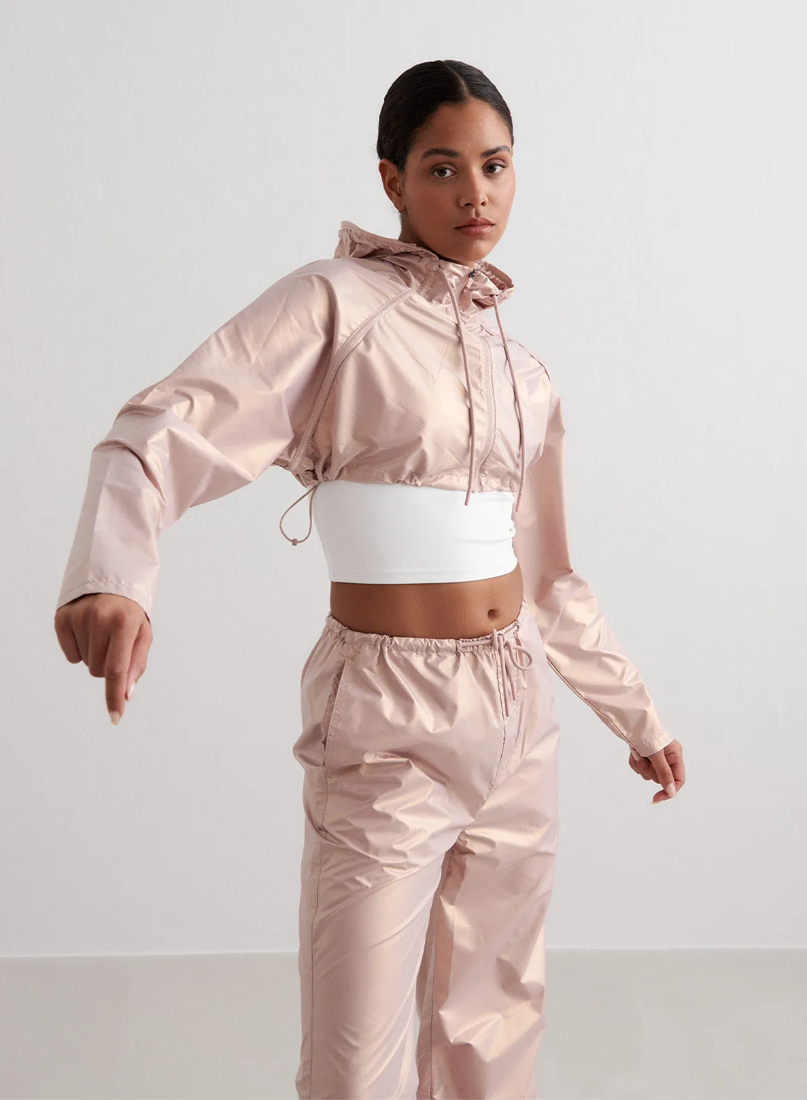 Rose Metallic Cropped Jacket