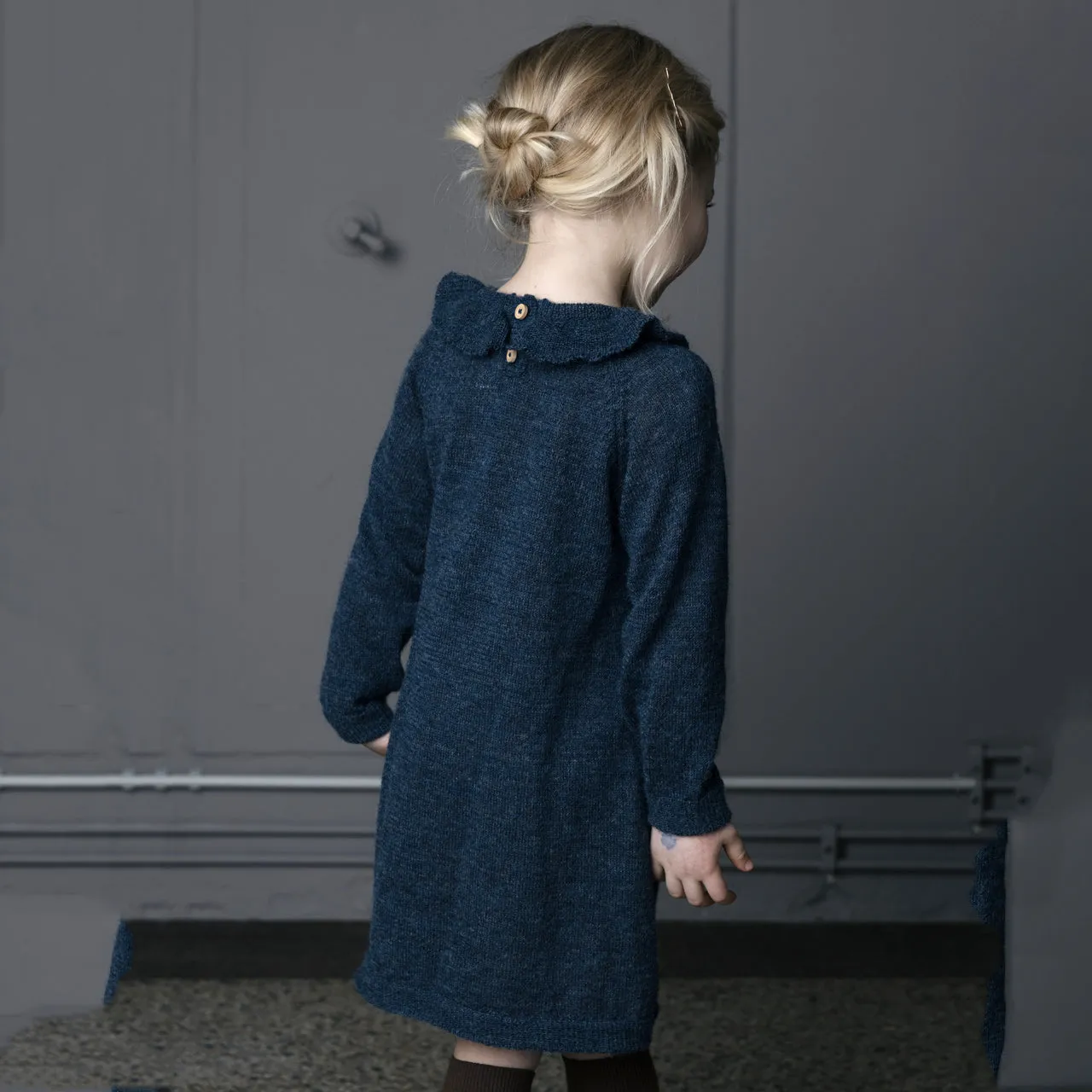 Ruffle Dress - 100% Alpaca - Indigo Blue (18m-5y)