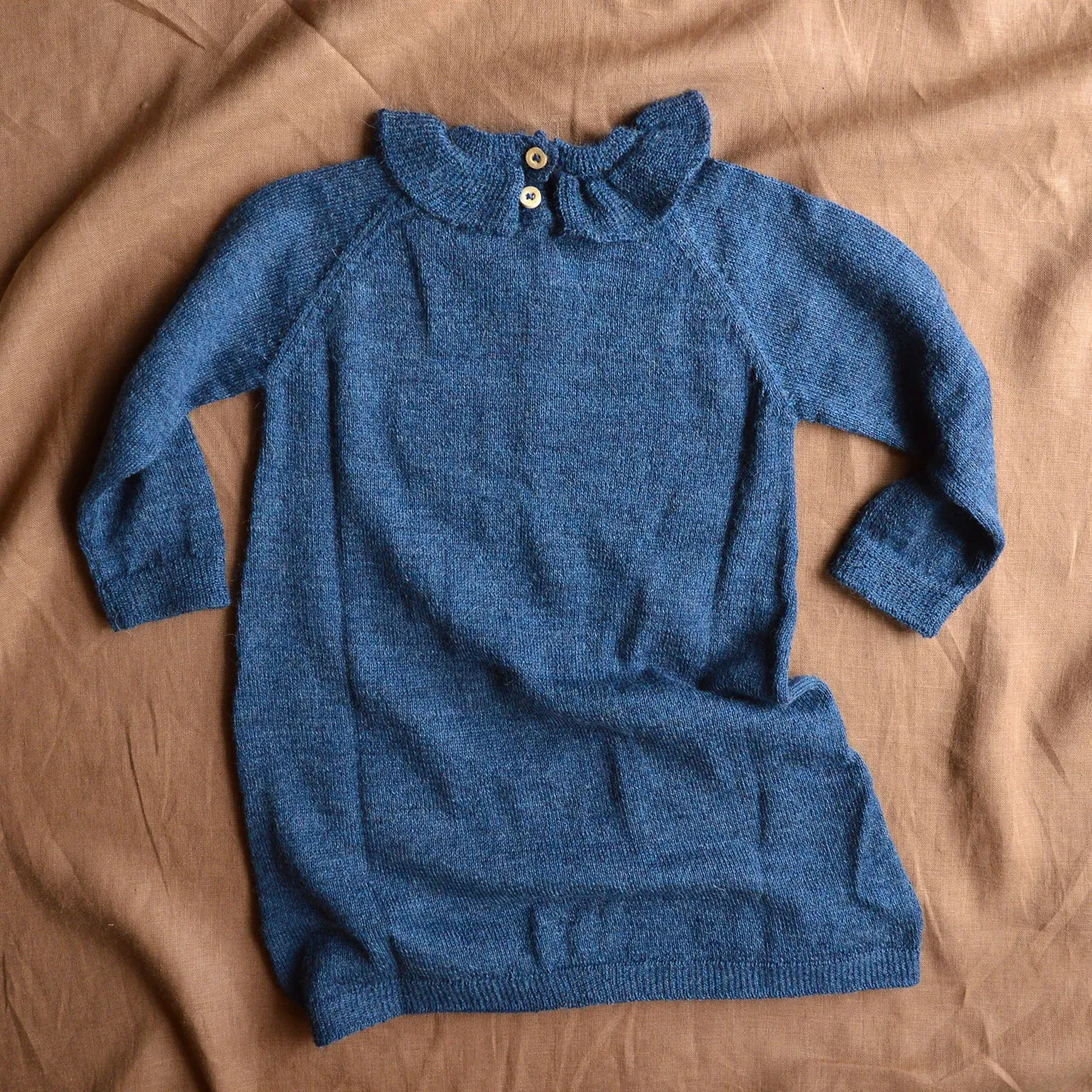 Ruffle Dress - 100% Alpaca - Indigo Blue (18m-5y)