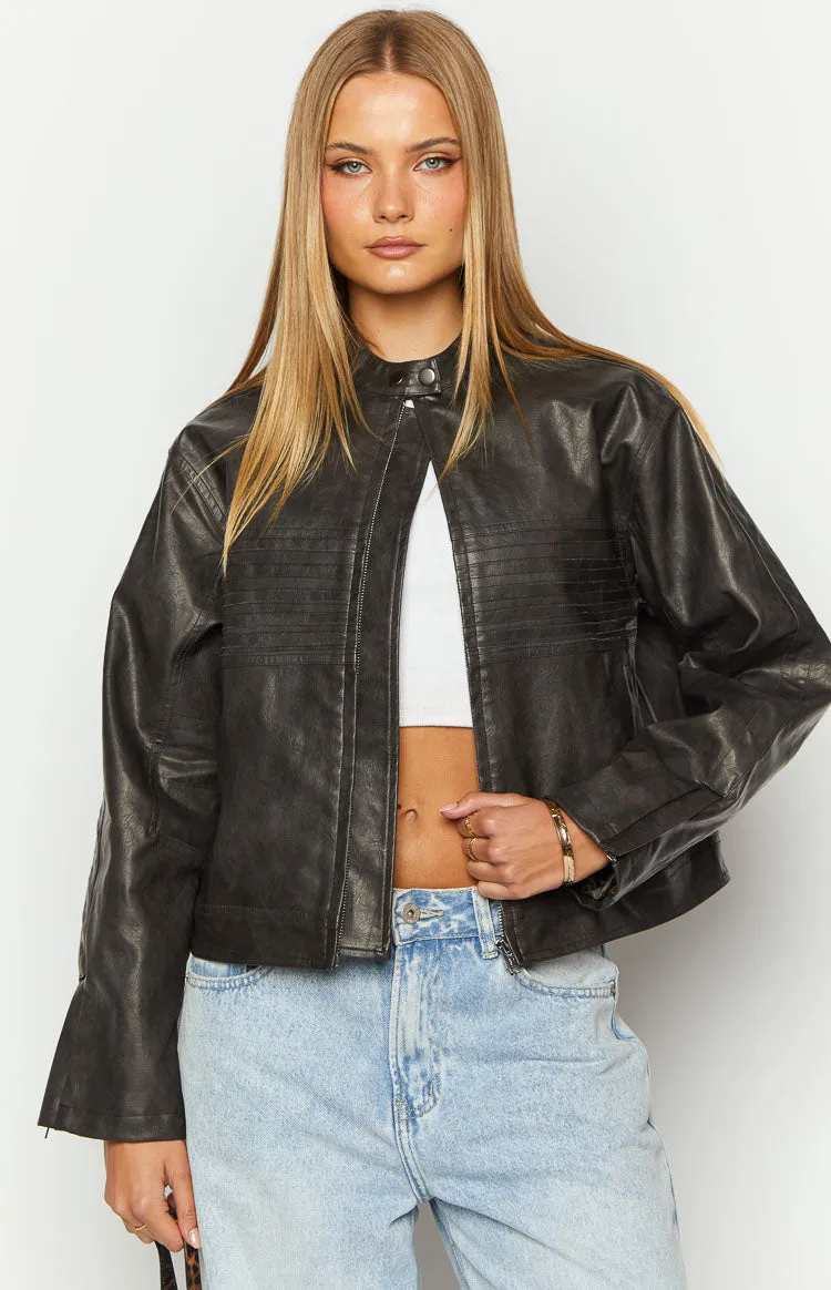 Sam Vintage Black PU Jacket