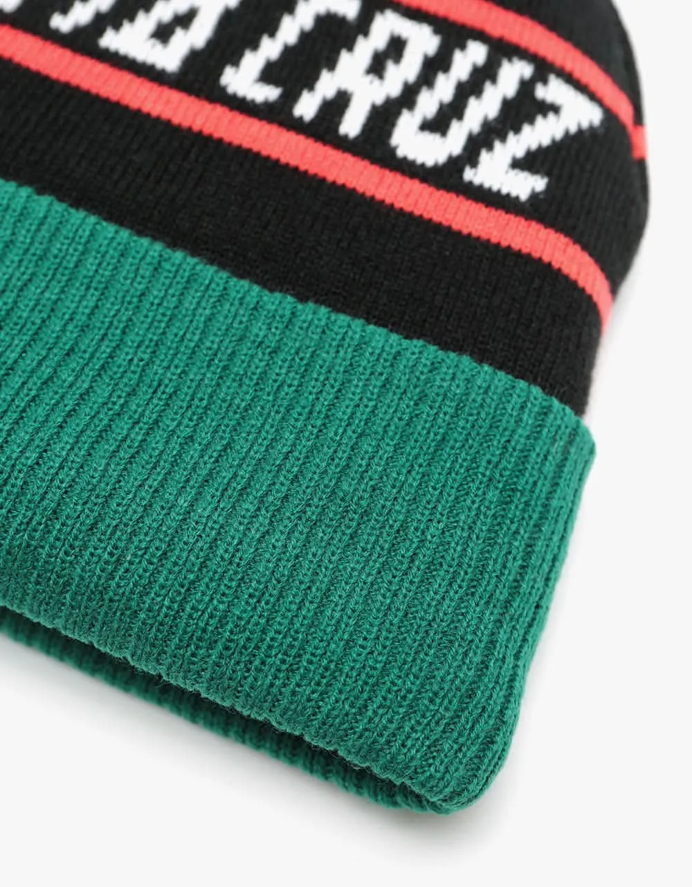 Santa Cruz Strip Stripe Bobble Beanie - Black/Evergreen