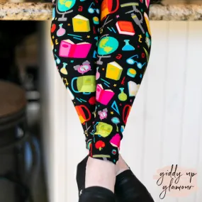 School House Cutie Print Leggings in Black