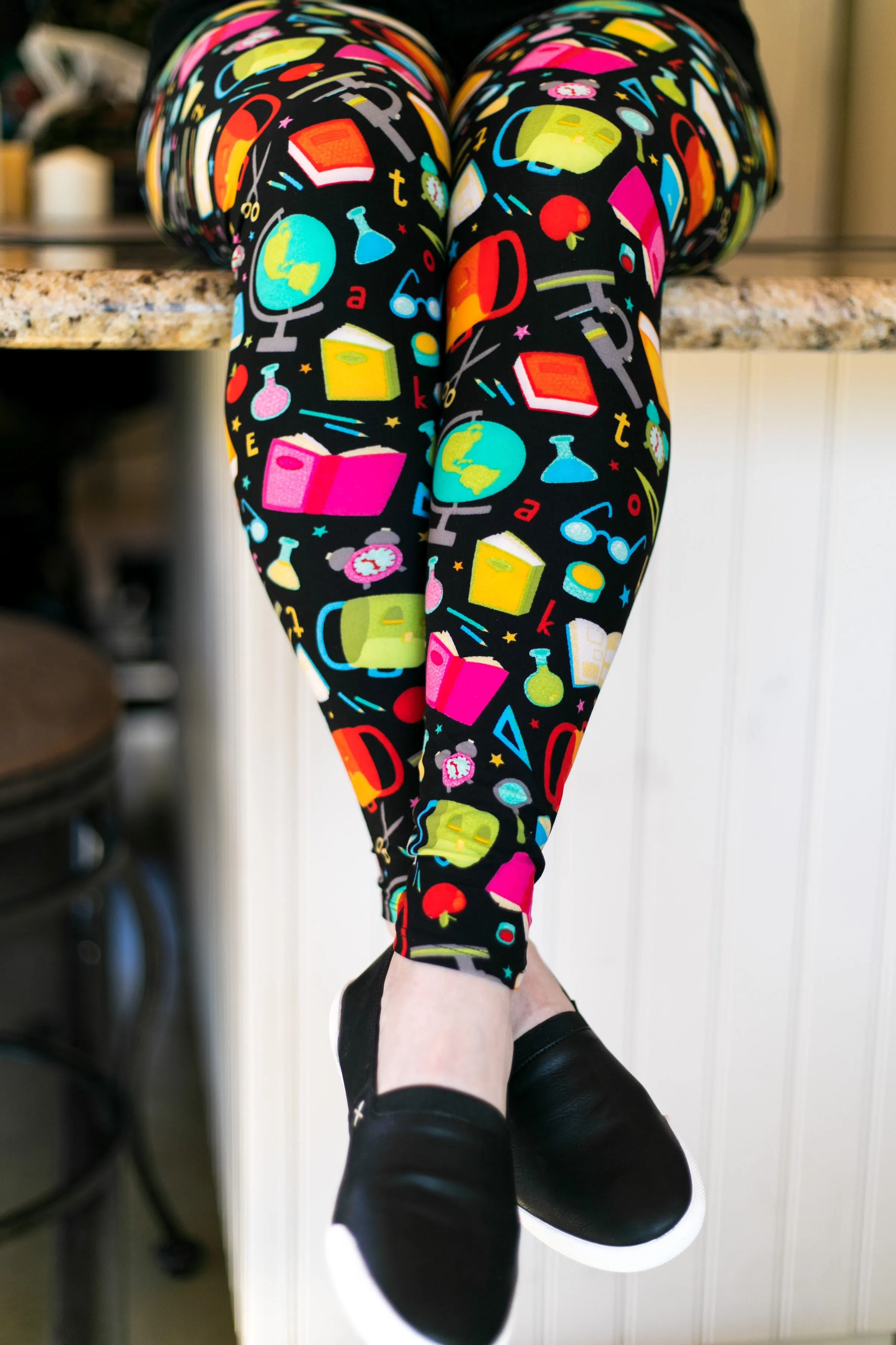 School House Cutie Print Leggings in Black