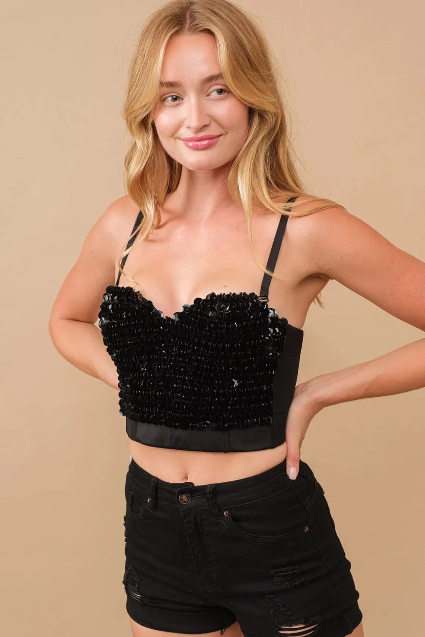 Sequin Corset Bustier Crop Bralette