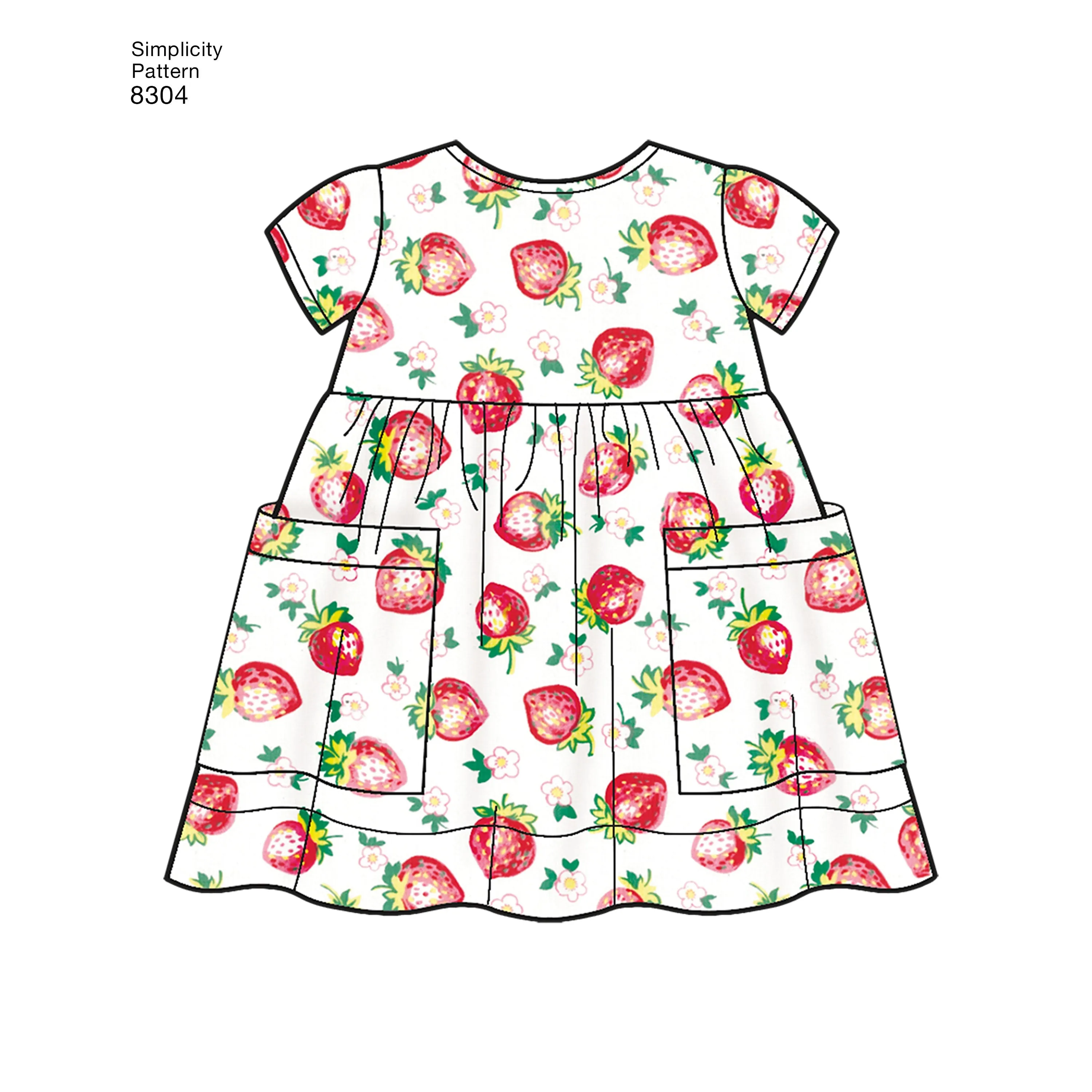 Simplicity Pattern 8304 Babies', Leggings, Top, Dress, Bibs and Headband in thress sizes S(17") M(18") L(19")