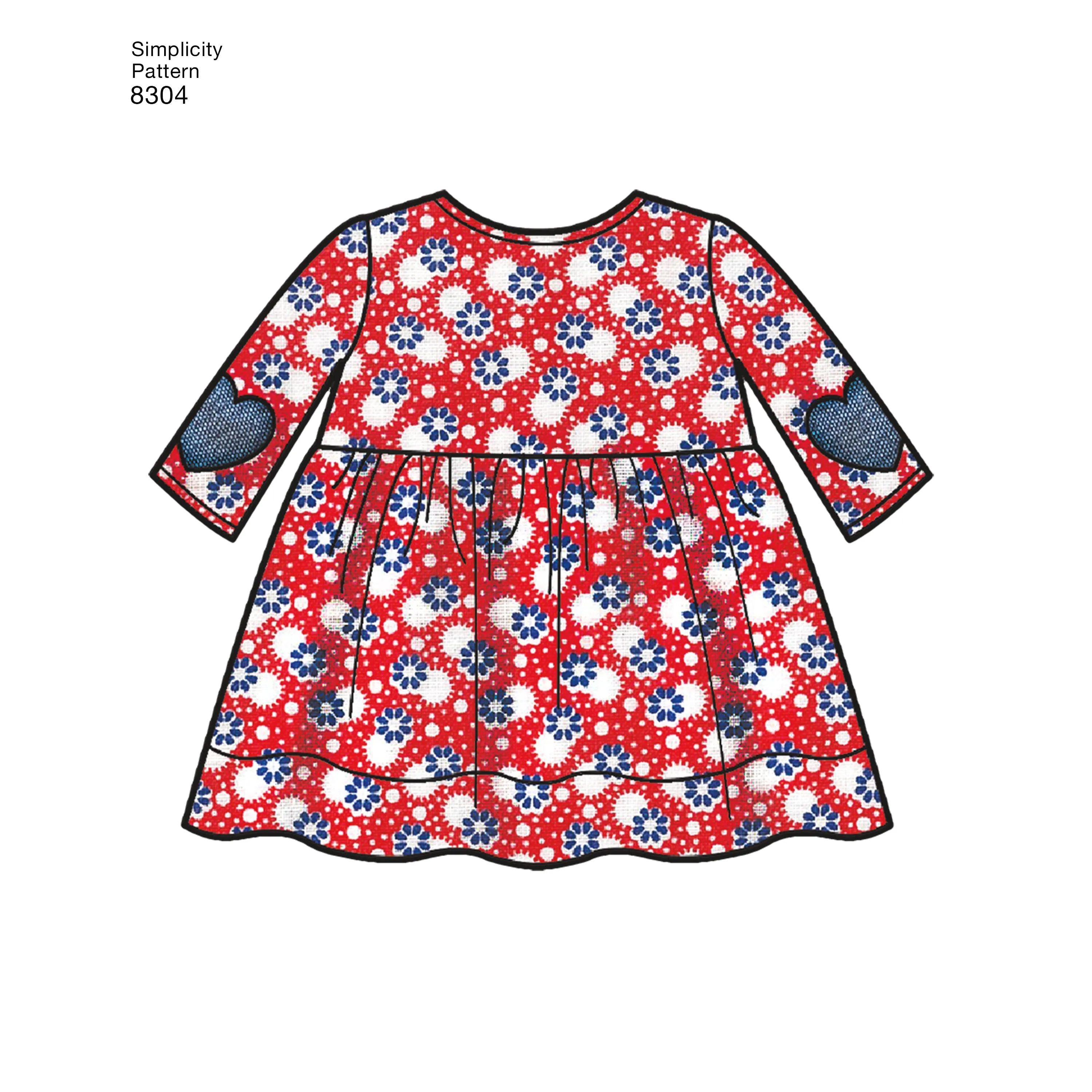 Simplicity Pattern 8304 Babies', Leggings, Top, Dress, Bibs and Headband in thress sizes S(17") M(18") L(19")