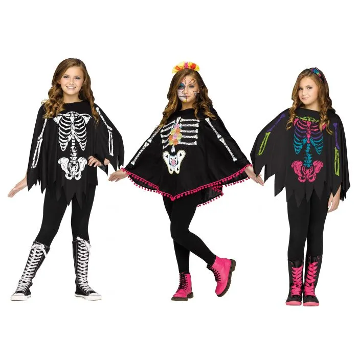 Skeleton poncho child in 2 styles