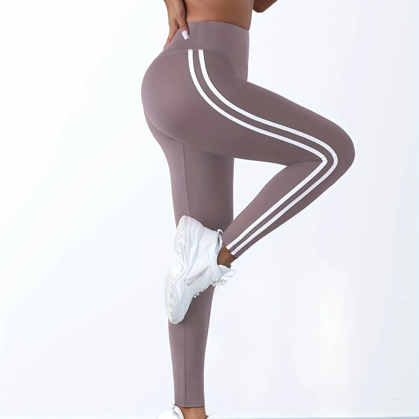 Slim & Shape Yoga Leggings - Solid Color, Cropped Design