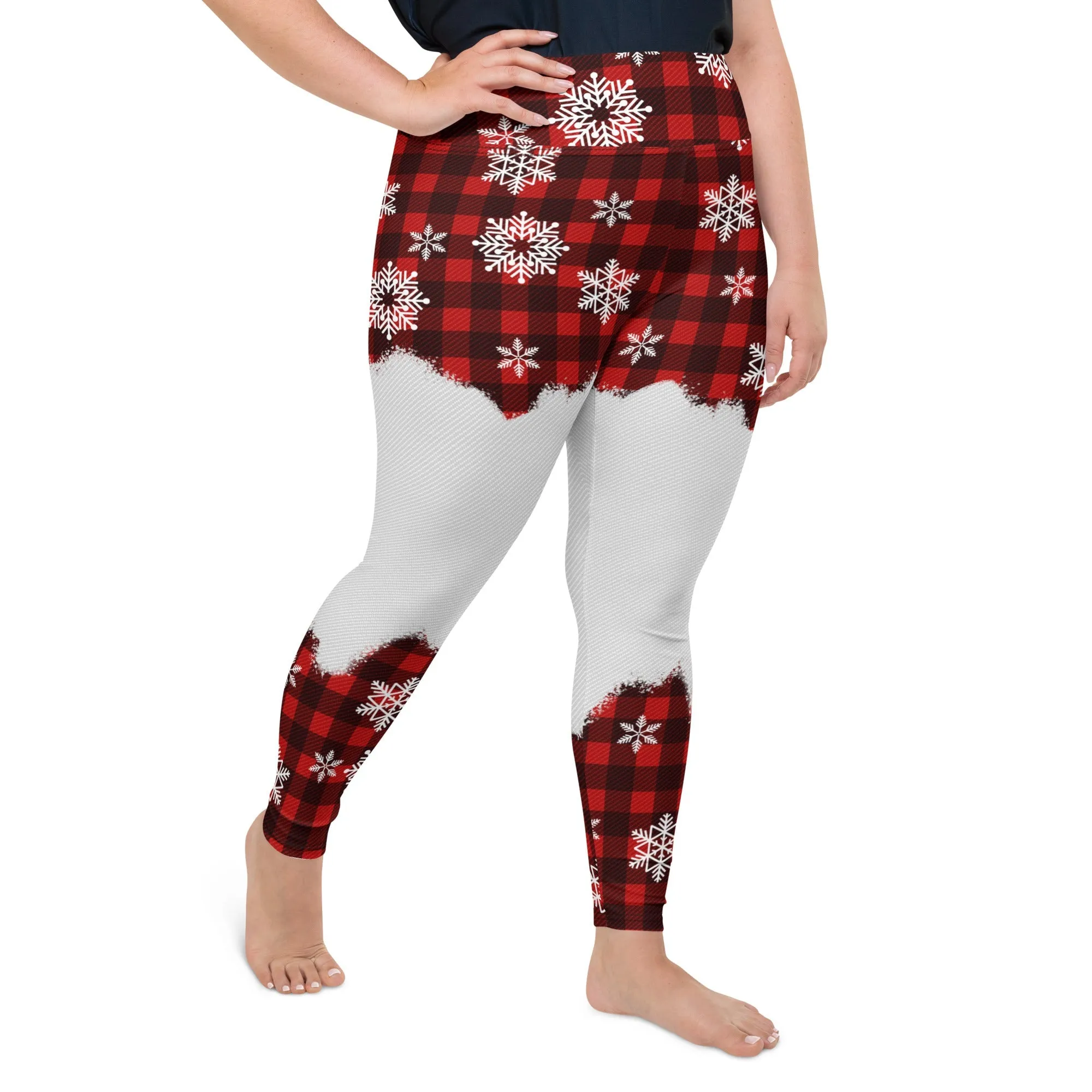 Snowy Plaid Perfection Plus Size Leggings