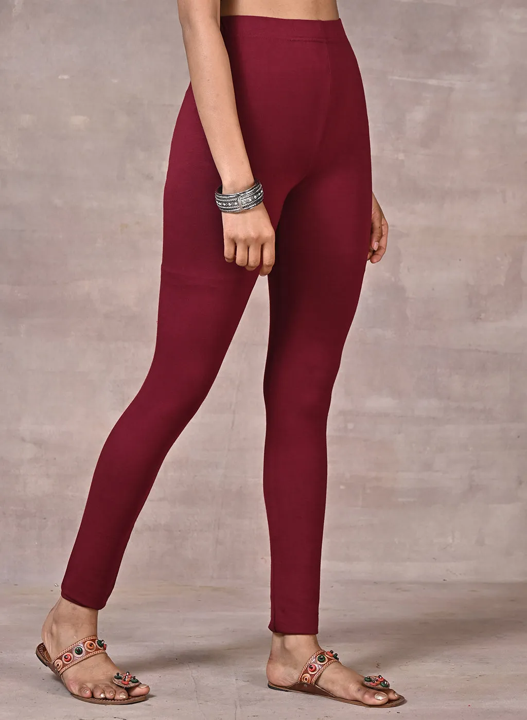 Sofia Dark Maroon Skinny Fit Leggings for Women