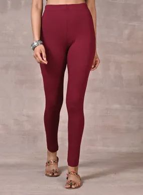 Sofia Dark Maroon Skinny Fit Leggings for Women