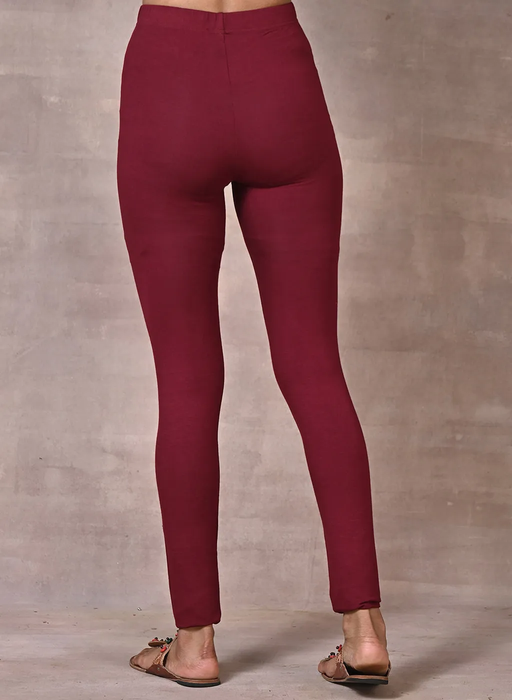 Sofia Dark Maroon Skinny Fit Leggings for Women