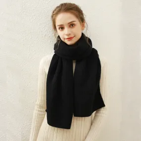 Solid Color Ribbed Knitted Autumn Winter Manufacturer Red Annual Meeting Scarf