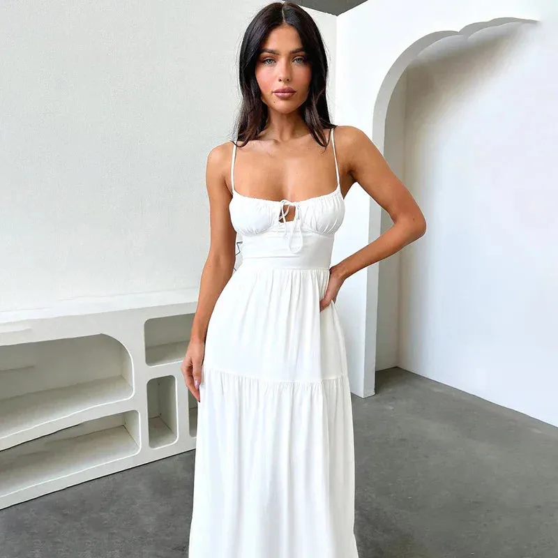 Solid Sweetheart Flowy Midi Dress