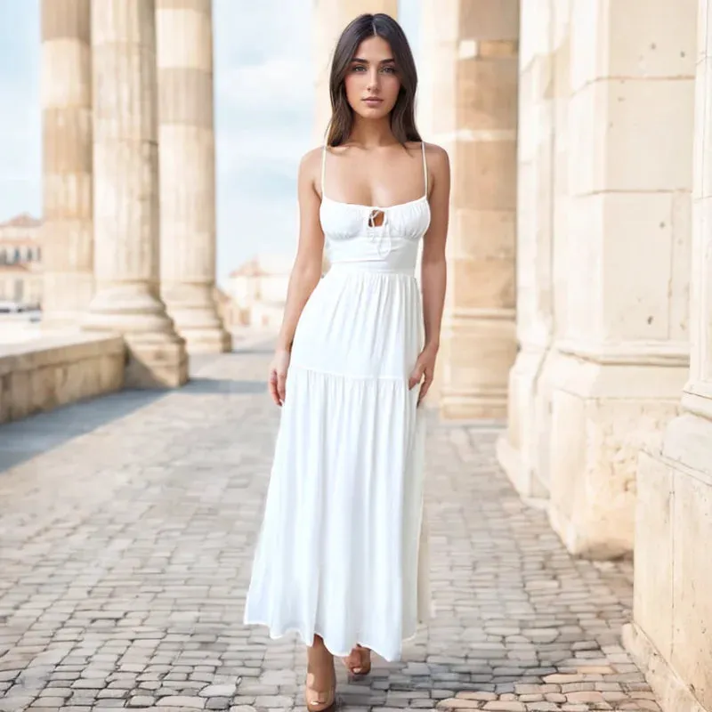 Solid Sweetheart Flowy Midi Dress