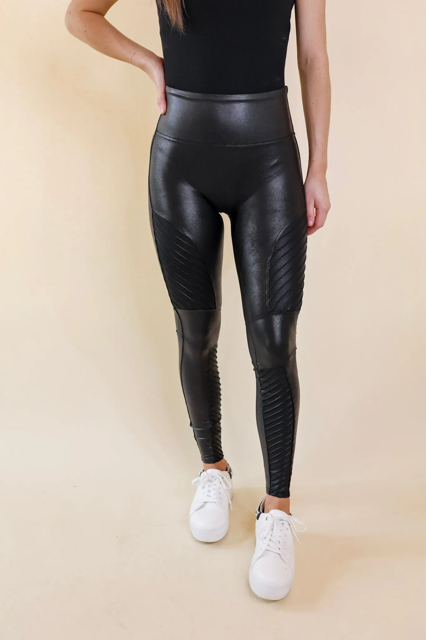 SPANX | Faux Leather Moto Leggings in Black