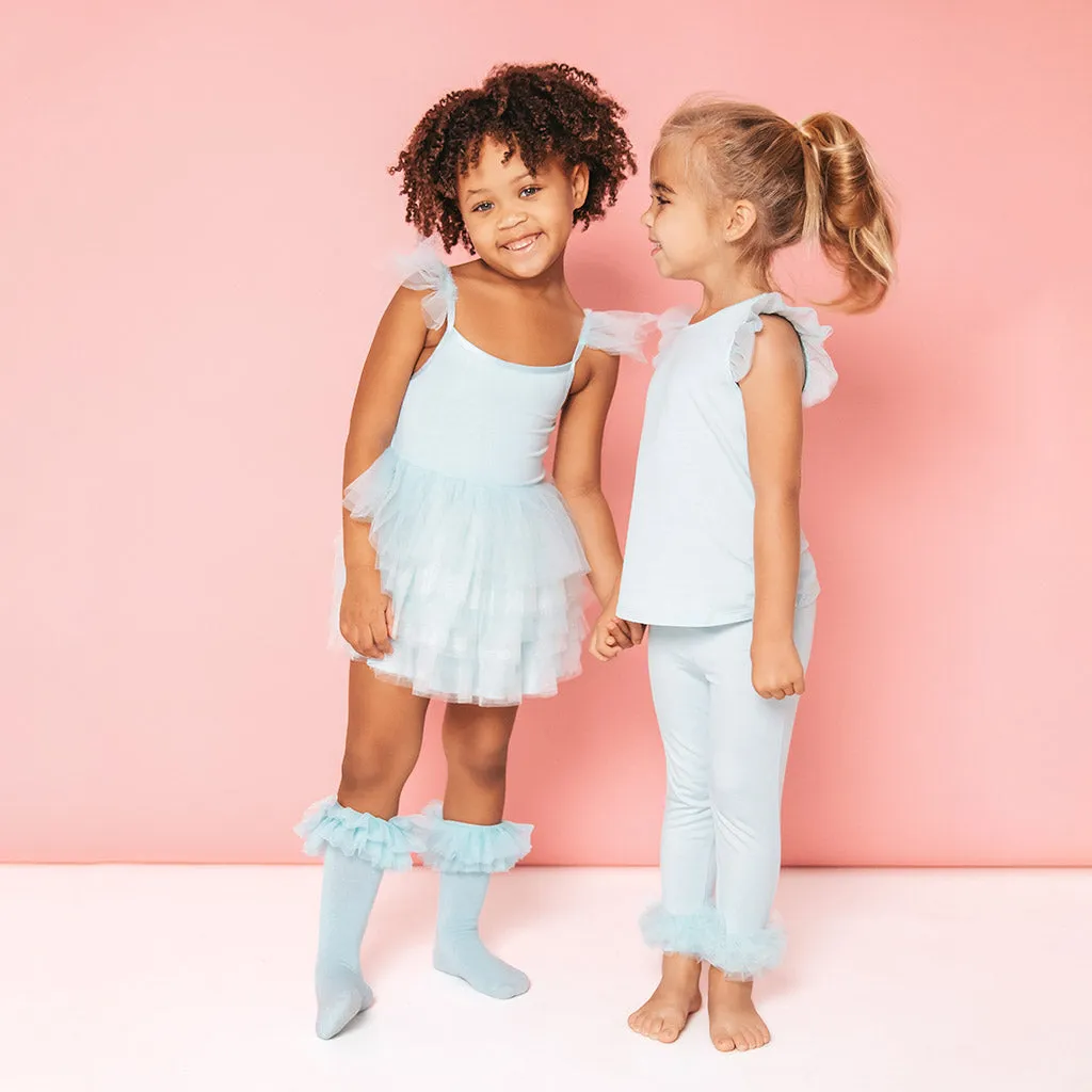 Starry Blue Tulle Ruffled Leggings