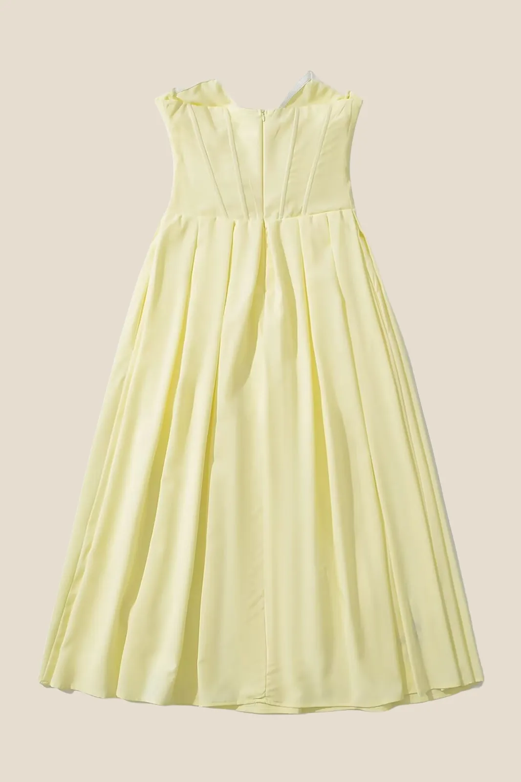 Strapless Yellow Pleated A-line Long Dress