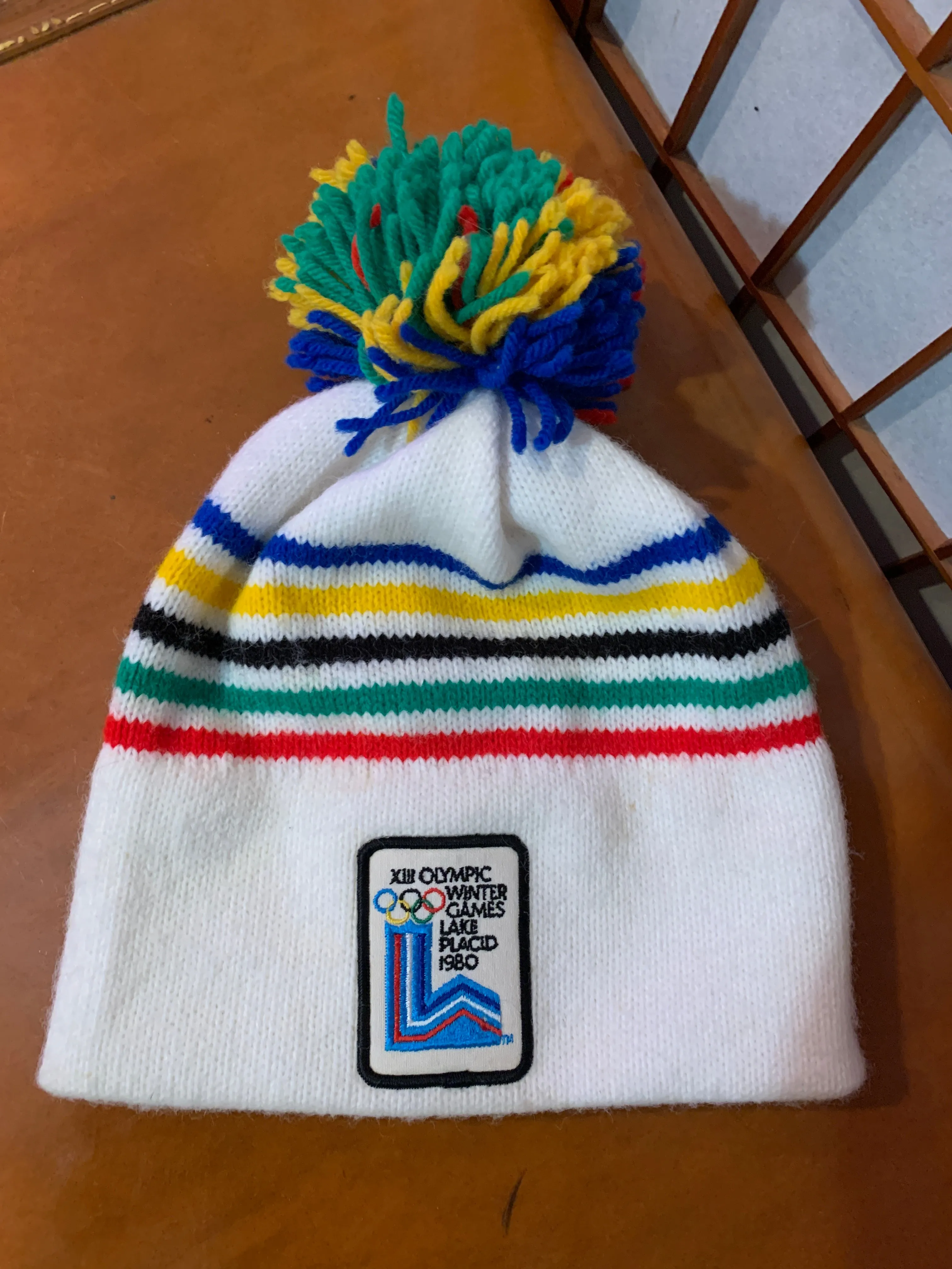 Striped Wool Pom Hat - 1980 Lake Placid Winter Olympic