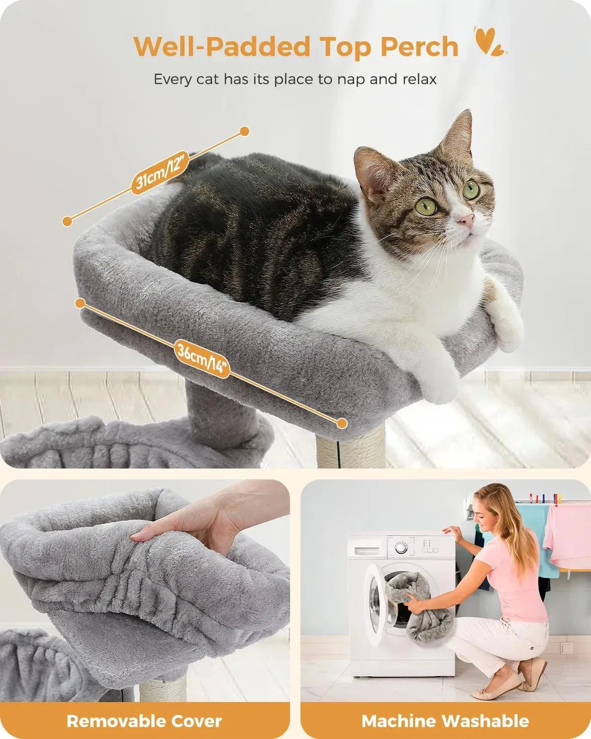 Stylish H75CM Cat Tree Condo - 2