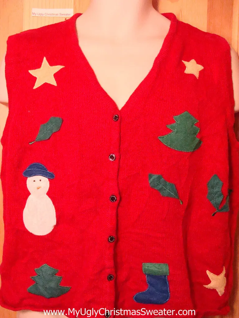 Tacky Ugly Christmas Sweater Vest Simple Festive Designs (f269)