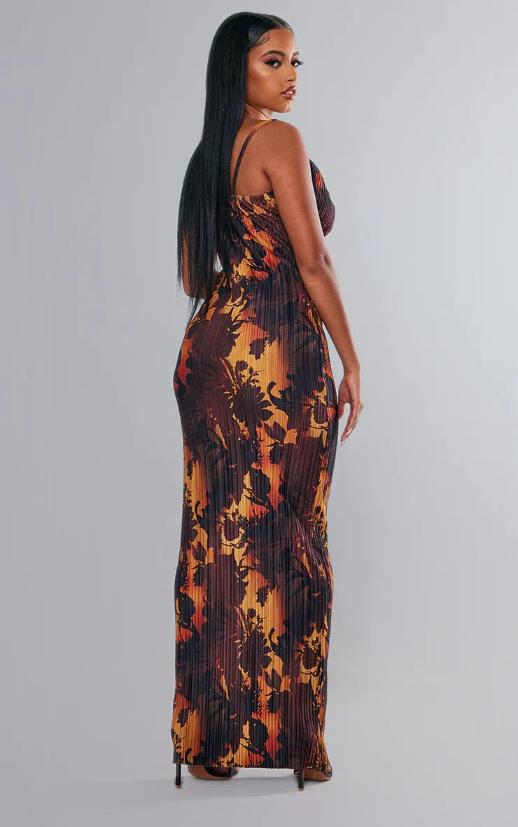 TastyHottie - Juliet Print Pleated Bodycon Maxi Dress