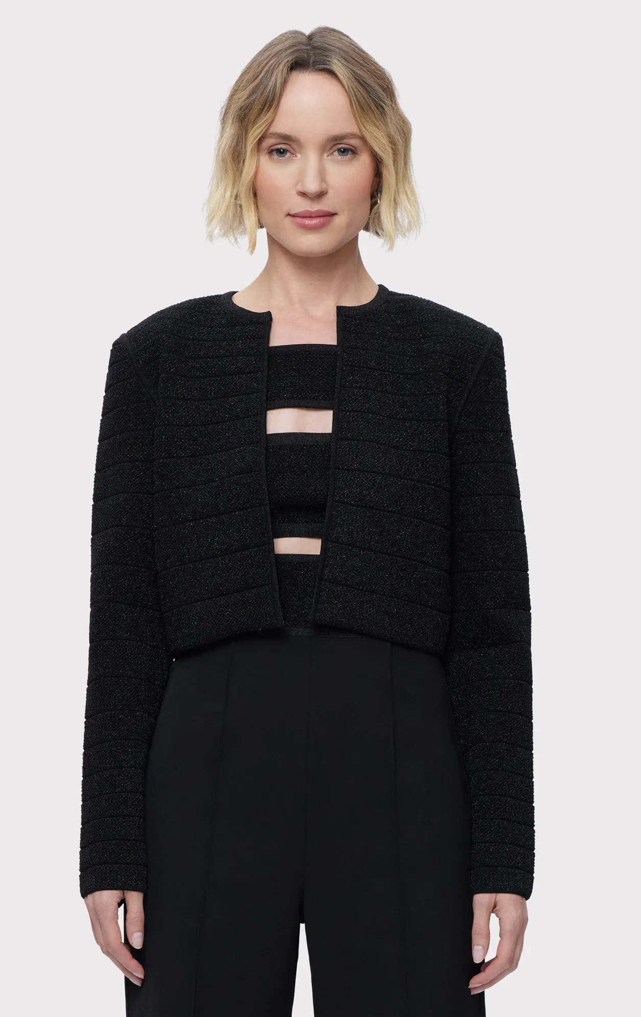 TEXTURED LUREX CROPPED JACKET